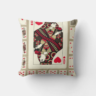 Playing cards of Hearts suit in vintage style. Ori Cushion