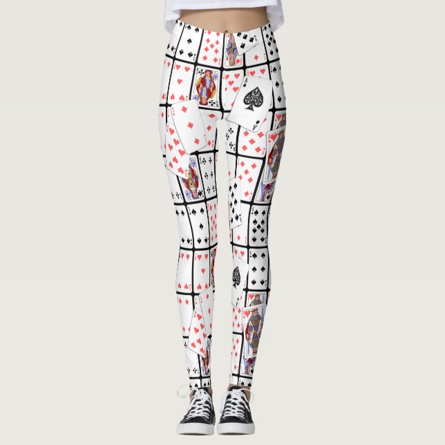 Playing Cards Poker Euchre Leggings (Front)