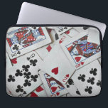 Playing Cards Poker Games Queen King Laptop Sleeve<br><div class="desc">Perfect for the poker player in your life.  These scattered playing cards have hearts,  spades,  diamonds,  and clubs.</div>