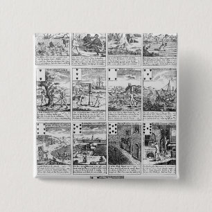 Playing cards satirising "bubble" ventures 15 cm square badge