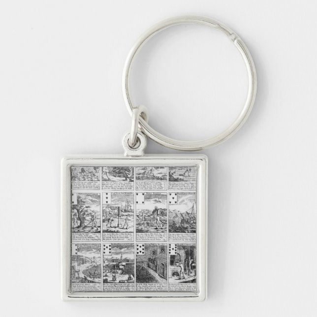 Playing cards satirising "bubble" ventures key ring (Front)