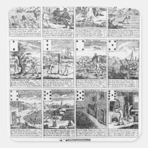 Playing cards satirising "bubble" ventures square sticker