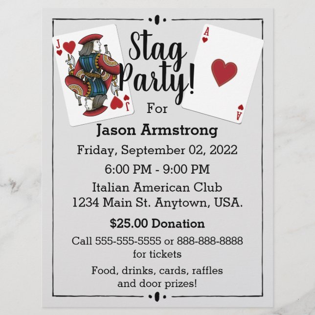 Playing Cards Stag Party Flyer (Front)