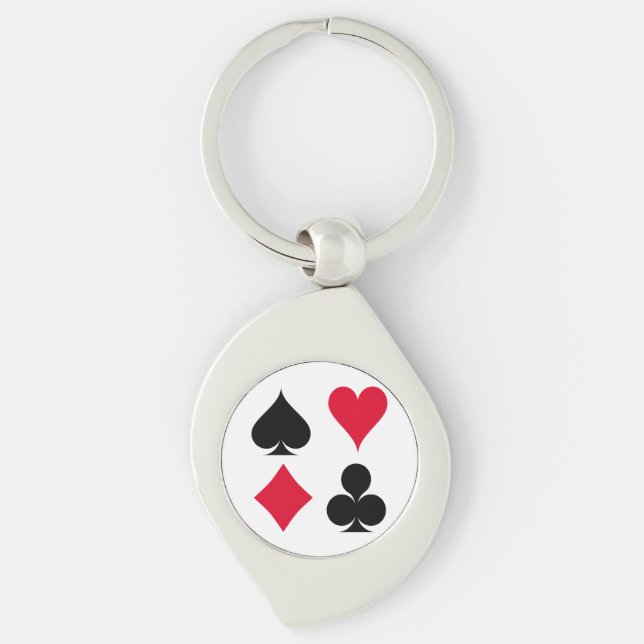 Playing cards symbols pattern key ring (Front)