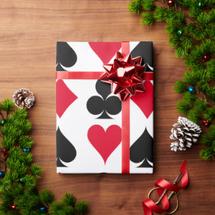 Playing cards symbols pattern wrapping paper