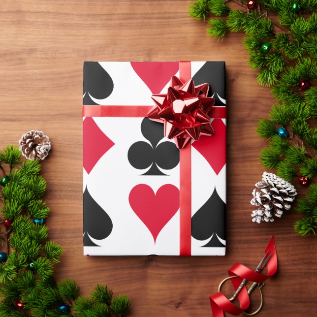 Playing cards symbols pattern wrapping paper (Holiday Gift)