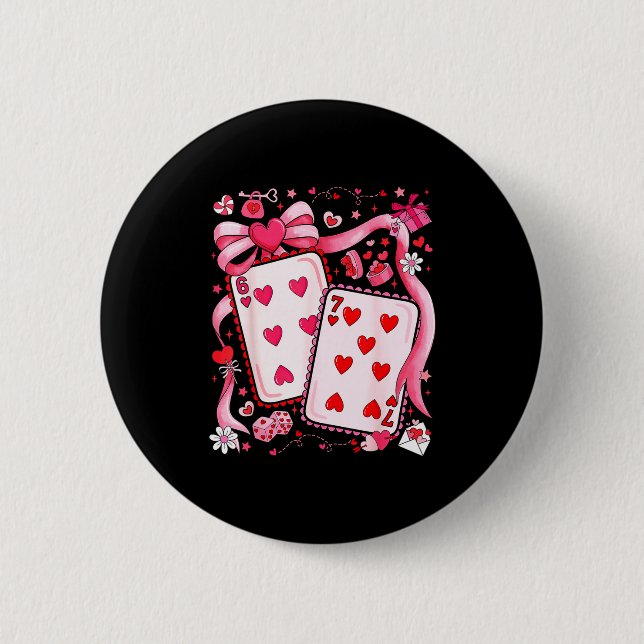 Playing Cards Valentine 67 Coquette Bow Couple Mat 6 Cm Round Badge (Front)
