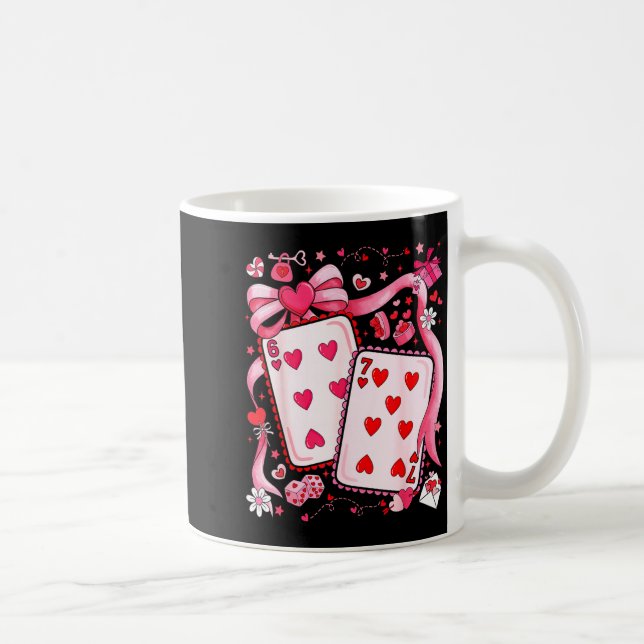 Playing Cards Valentine 67 Coquette Bow Couple Mat Coffee Mug (Right)