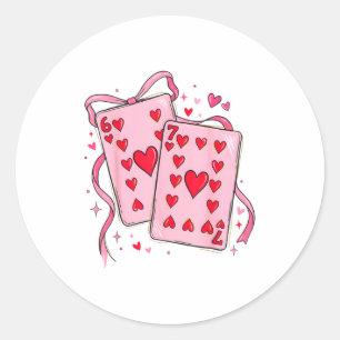 Playing Cards Valentine 6 7 67 Six Seven Valentine Classic Round Sticker