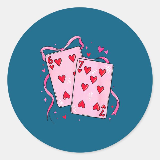 Playing Cards Valentine 6 7 Boys Girls Valentine S Classic Round Sticker (Front)