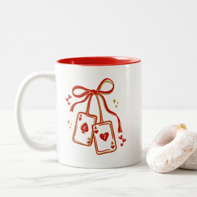 Playing Cards Valentine 6 7 Mug | Trendy Love Card (With Donut)