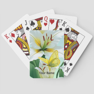 Playing Cards White Lilly, Yellow Butterfly