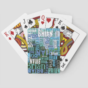 Playing Cards with Blue Custom Name Pattern