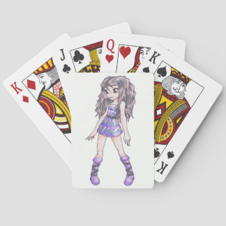 Playing Cards with girl in purple dress