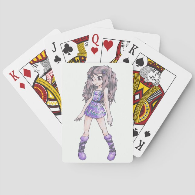 Playing Cards with girl in purple dress (Back)