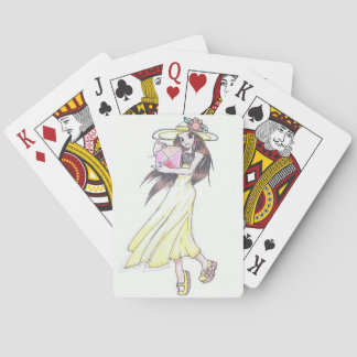 Playing Cards with Girl in Yellow Dress