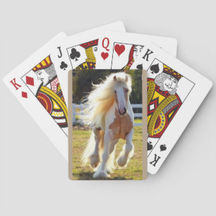 playing cards with long maned horse