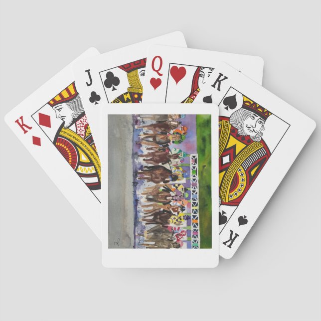Playing cards with painting of the Kentucky Derby. (Back)