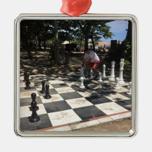 Playing Chess in Bali Metal Tree Decoration