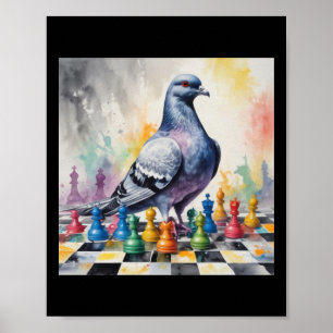 Playing Chess With A Pigeon Sticker  Poster