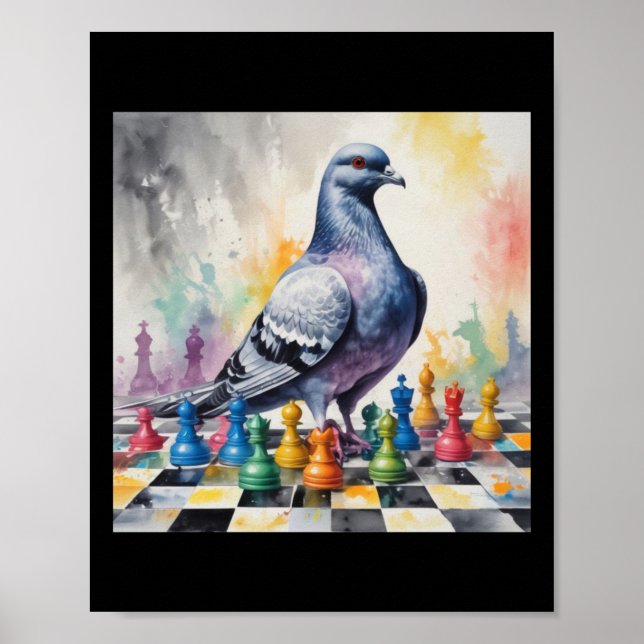 Playing Chess With A Pigeon Sticker  Poster (Front)