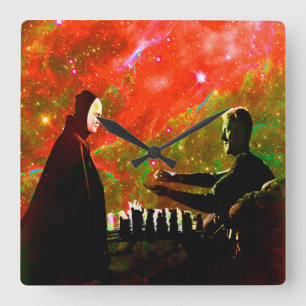 Playing Chess with Death Square Wall Clock