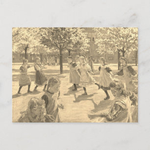 PLAYING CHILDREN BY PETER HANSEN POSTCARD
