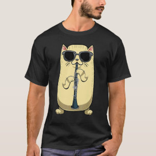 Playing Clarinet Cat Instrument Music Player Hobby T-Shirt