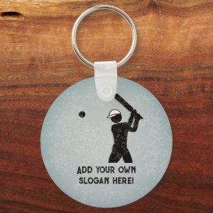 Playing Cricket - Bat and Ball - add your text Key Ring
