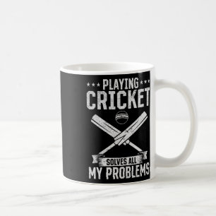 Playing Cricket Solves All My Problems - Cricket Q Coffee Mug