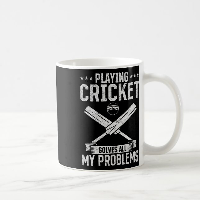 Playing Cricket Solves All My Problems - Cricket Q Coffee Mug (Right)