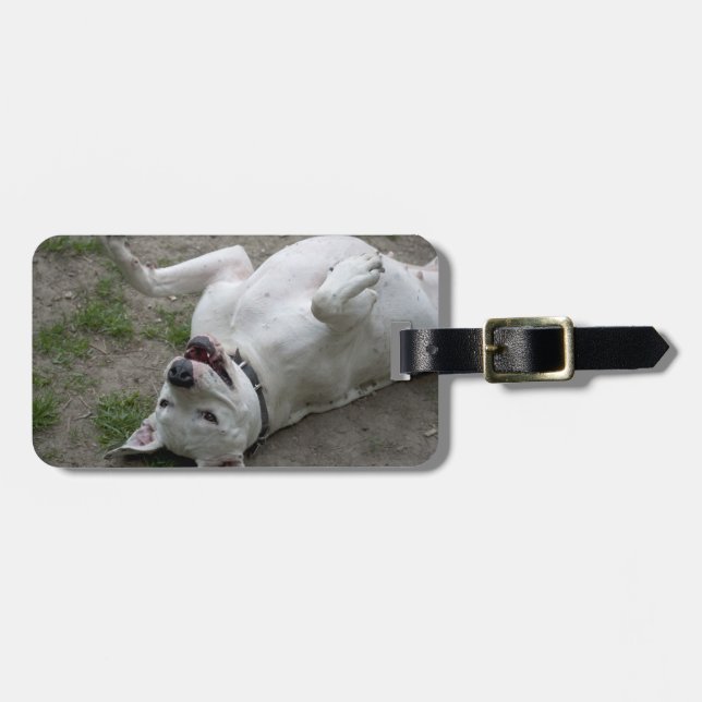 Playing Dogo Argentino Luggage Tag (Front Horizontal)