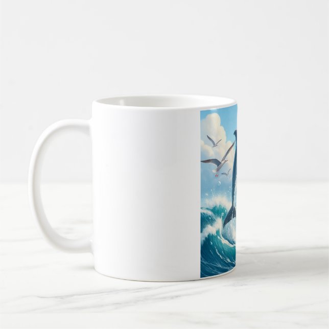 Playing Dolphin Motif Mug (Left)