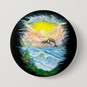 Playing Dolphins in the Sunshine 7.5 Cm Round Badge
