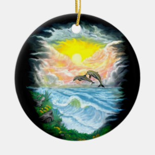 Playing Dolphins in the Sunshine Ceramic Tree Decoration
