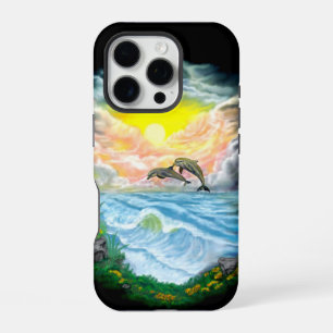 Playing Dolphins in the Sunshine iPhone 16 Pro Case
