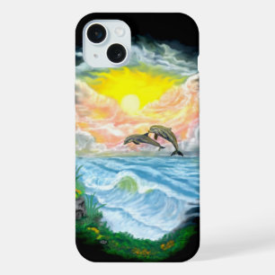 Playing Dolphins in the Sunshine iPhone 15 Plus Case
