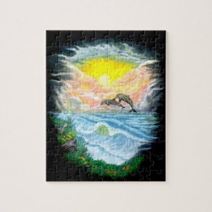 Playing Dolphins in the Sunshine Jigsaw Puzzle