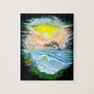Playing Dolphins in the Sunshine Jigsaw Puzzle
