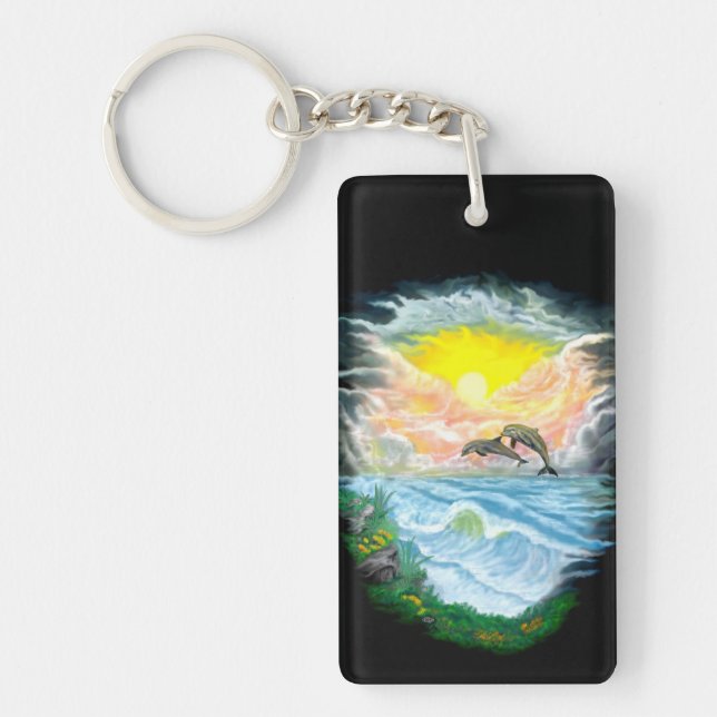 Playing Dolphins in the Sunshine Key Ring (Front)
