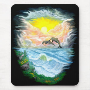 Playing Dolphins in the Sunshine Mouse Mat