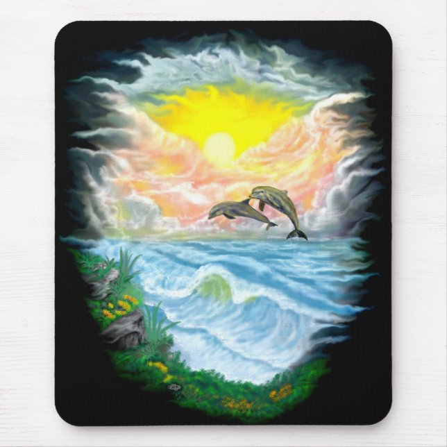 Playing Dolphins in the Sunshine Mouse Mat (Front)