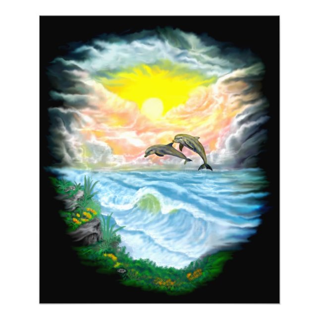 Playing Dolphins in the Sunshine Photo Print (Front)