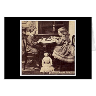 Playing Dominoes Vintage Stereoview