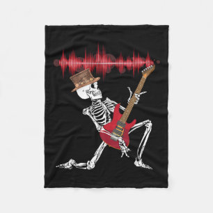 Playing Electric Guitar Funny Halloween Fleece Blanket