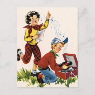 Playing Fifties Records Postcard