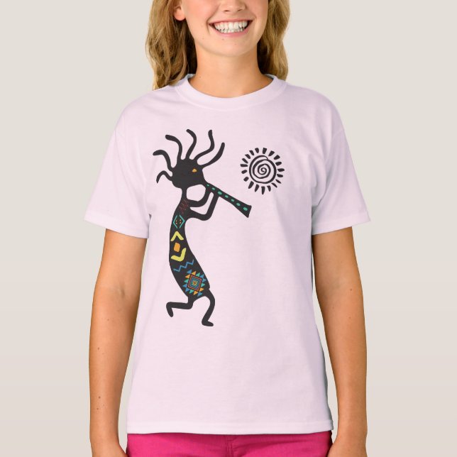 Playing Flute To the Sun Kokopelli T-Shirt (Front)