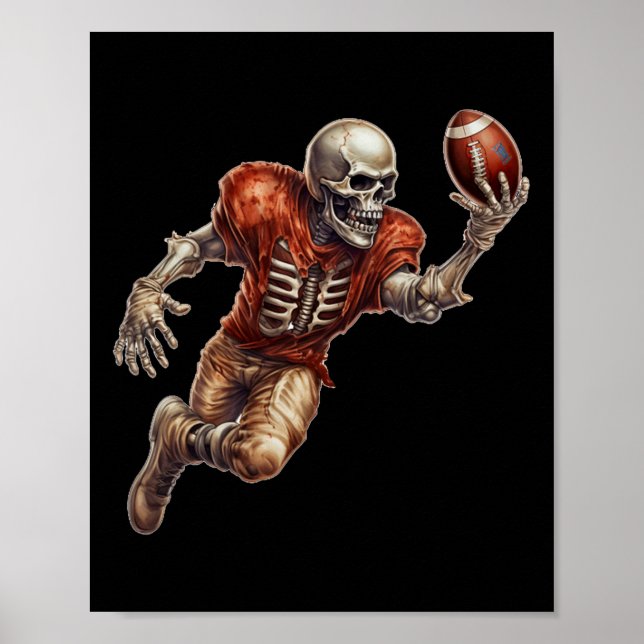Playing Football Cool Touchdown Halloween  Poster (Front)
