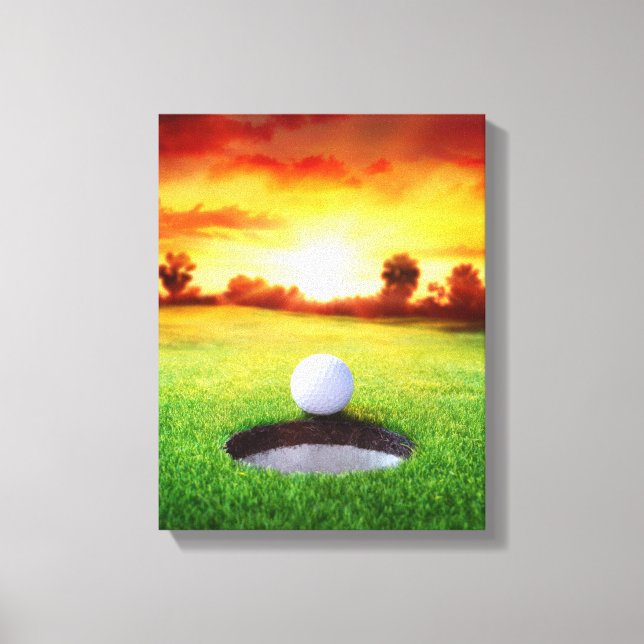 Playing Golf at Sunset in Florida Canvas Print (Front)