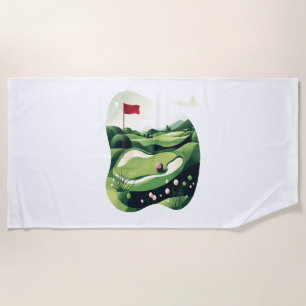 Playing Golf Field Beach Towel